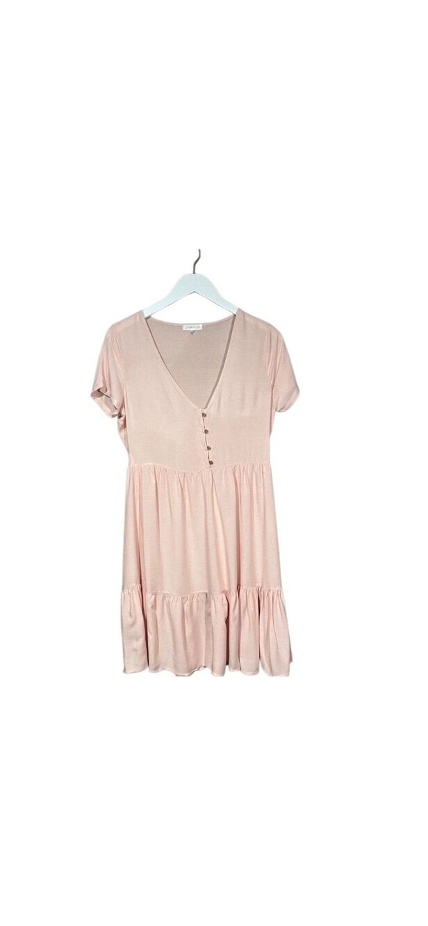 Ultra Flirt short sleeve tiered pink peasant dress - M